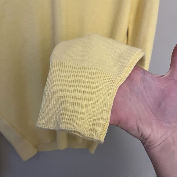 Men's Yellow Vintage V Neck Sweater Grandpa Pastel Normcore Hipster Medium? - Picture 3 of 5